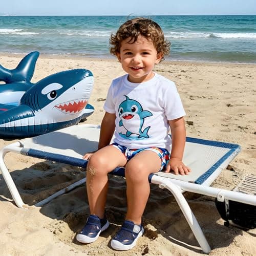 JOINFREE Toddler Aqua Shoes Baby Beach Sandals Non Slip Rubber Sole Quick Dry Mesh Swimming Socks Boys Girls Pool Garden Holiday Nursery First Walking Shoes Wide Fit Navy Blue 5 UK Child — view 2