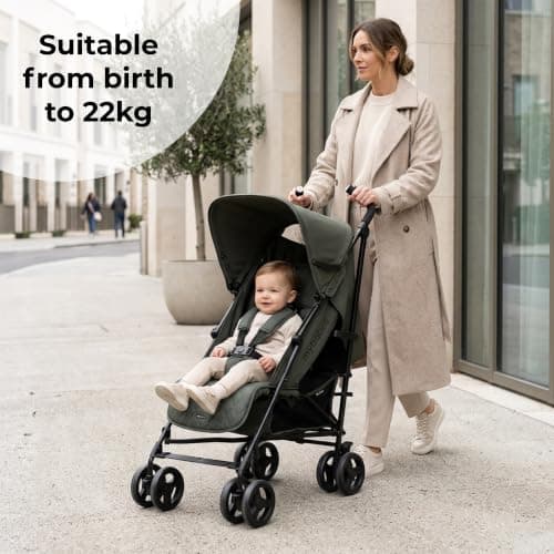 My Babiie MB01 Stroller - from Birth to 4 Years (22kg), Lightweight & Compact Umbrella Fold, Travel Buggy for Toddlers - Forest Green — view 2