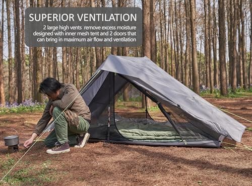 Nature Link Altair Two Ultralight Backpacking Tent, Waterproof Sil Nylon, Double Wall, 2 Person Trekking Pole Tent, 3 Season, Compact, Ultralight Shelter for Backpacking, Camping, Thru Hiking — view 5