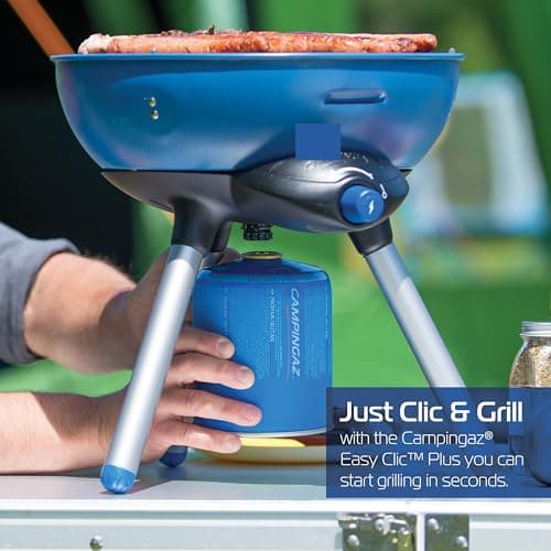 Campingaz Party Grill 200 CV, portable camping BBQ with various cooking options, gas camping stove and BBQ in one, with non-stick grilling plate and pan support, Blue — view 5