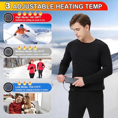 GHKWXUE Heated thermals for men heated thermal underwear Set USB Charge 42 Zone intelligent Heated cold winter heated clothing & Black/2XL — view 5