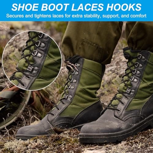 PATIKIL Shoe Boot Lace Hook, 30 Pack Stainless Steel Boot Buckle Fitting with Rivets for Climbing Hiking Camping Shoes, Black — view 4