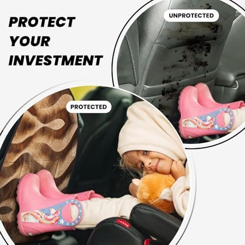 WXXWXD Cork grain texture Patterned Car Seat Kick Protector, Car Storage Mat, Seat Back Protector — view 4