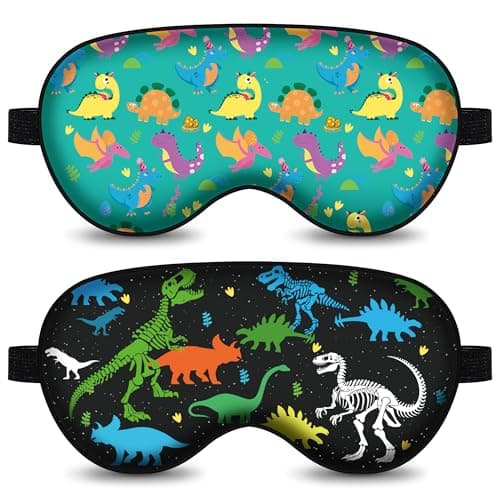 2 Pack Sleep Mask for Kids, Eye Mask for Sleeping, Cute Cartoon Sleeping Eyemask with Adjustable Strap, Blackout Eyeshade for Kids Teen Blindfold for Home Travel Nap Party Use