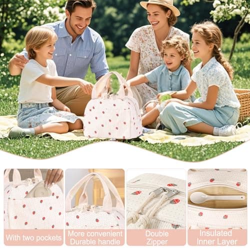 Binoster Lunch Bags for Women Insulated Cooler Lunch Bag Adults Kids Packed Lunch Box Tote Bag Cute Girls Ladies Lunch Bags for Work School Picnic Travel Beach Gifts for Women Her Wife Preppy Stuff — view 6