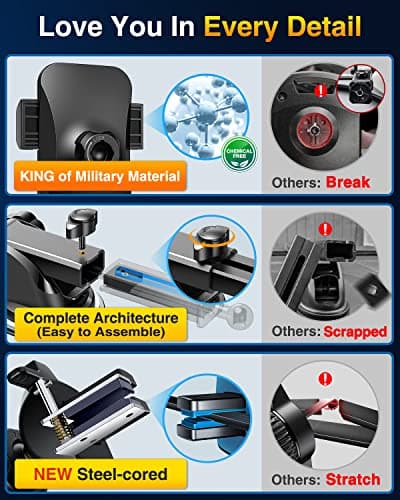 VANMASS Top Car Phone Holder 2026 [85+ lbs Strongest Suction & True Military-Grade] Rotatable Mobile Phone Mount Universal Dashboard Windscreen Vent Desk Automobile for iPhone 17-Pro Max 16 15 Samsung — view 6
