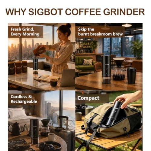 Portable Rechargeable Travel Coffee Bean Grinder, 420 Stainless Steel Burr — view 6
