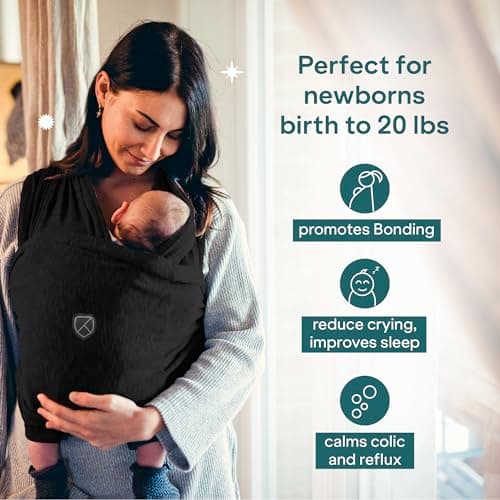 Koala Babycare Baby Sling Easy to Wear - Certified Ergonomic Support - Multi-Purpose Stretchy Baby Carrier Suitable up to 9 kg - Baby Wrap Carrier for Newborn - Black - Registered Design — view 4