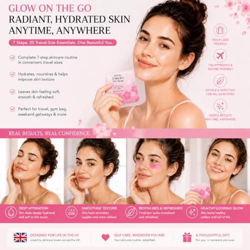 29pcs Sakura Travel Skincare Set – Hydrating Face Care Kit with Cleanser, Toner, Serum, Essence Cream, Eye Masks, Sleeping Masks & Mud Masks – Portable Beauty Set for Travel & Holidays — view 6