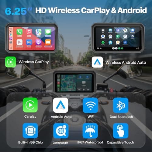 WonVon 6.25 Inch Wireless Motorcycle Carplay GPS Navigation System — view 2