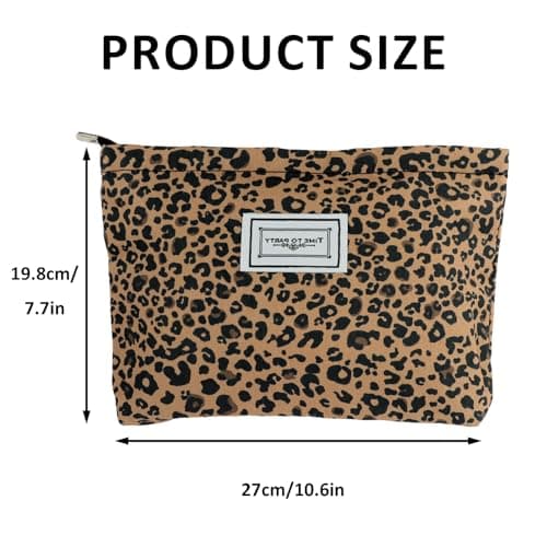 KIUEZIR 2pcs Chic & Modern Makeup Bags, Durable Linen Material with Leopard Print Patterns, Smooth Zipper and Large Capacity, Travel Cosmetic Toiletries Bags for Women Ladies Birthday Present — view 2