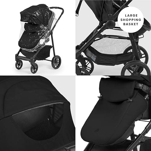 3 in 1 Travel System with Astral Baby Car Seat – Ickle Bubba Star Convertible Pram Travel System, Pushchair & Infant Carrier Bundle, from Birth Baby Pram and Car Seat (Black) — view 5