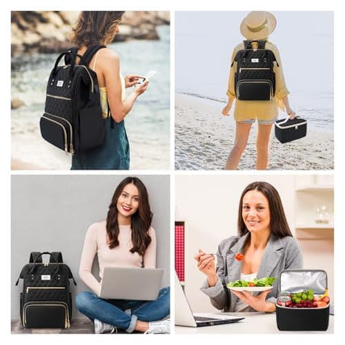 ETRONIK Laptop Lunch Backpack for Women, 15.6 inch Laptop Backpack — view 6