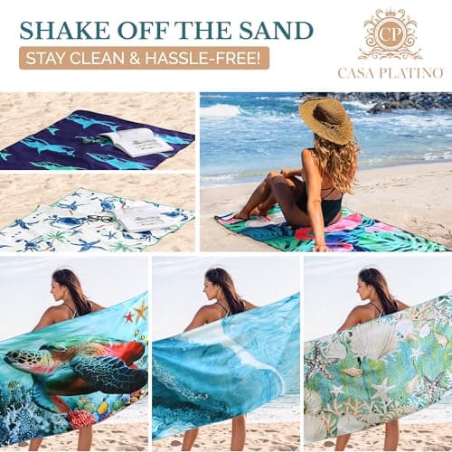 Casa Platino Beach Towels 6-Pack Extra Large – 71"x32" Lightweight, Quick-Dry & Sand-Free Microfiber – Soft, Double-Sided Swim, Pool & Travel Towels for Camping, Vacation & Beach Essentials – Muara — view 2