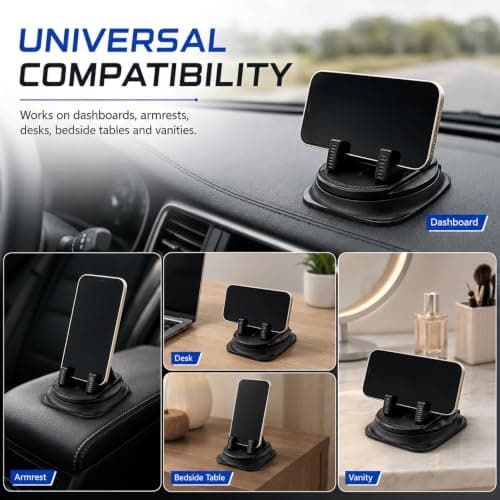 DVDVBOOM 2Pcs 360 Degree Rotation Dashboard Cellphone Holder for Car, Universal Anti-Slip Cell Phone Car Mount Holder for Navigation, Car Accessories for Most Vehicles with 2 Cloths — view 6