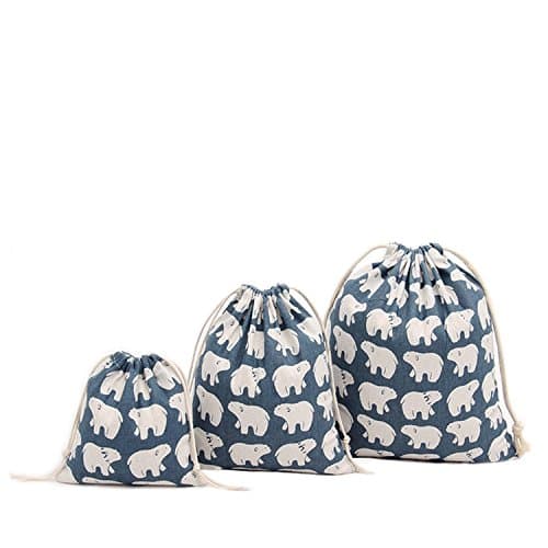 Amoyie Cotton Drawstring Bag 3pcs, Kids Storage Bag, Fabric Organiser Pouch — view 2