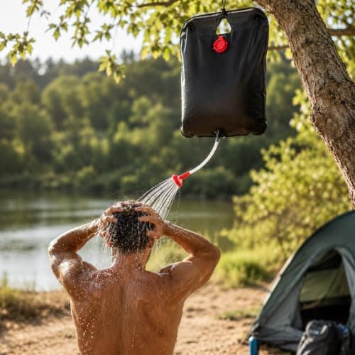 GrassWarehouse 20L Solar Shower Camping Bag Portable Outdoor Camp Shower with Hose & Shower Head, Solar Heated 5 Gallon Water Bag for Camping, Beach, Hiking, Festivals & Garden Use — view 3