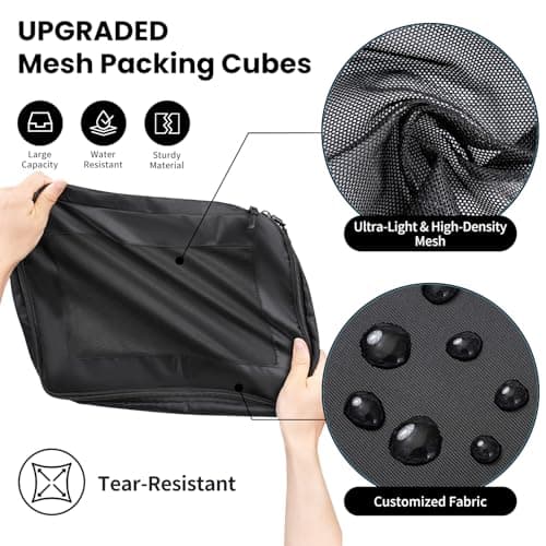 Prezon Packing Cubes for Suitcase 8 Set, Lightweight Luggage Packing Organizers Packing Cubes for Travel Accessories - Black — view 3