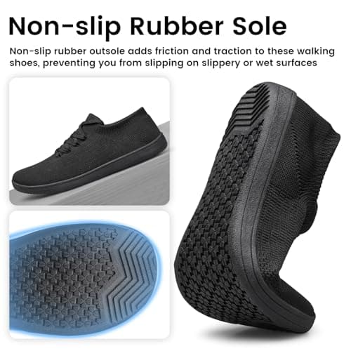 Raoendis Wide Barefoot Shoes for Women Zero Drop Trainers, Wide Toe Box Sneakers Minimalist Running Shoes Comfortable Lightweight Black Size 8.5 — view 5