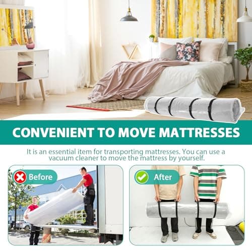 Mattress Vacuum Bags for Moving Extra Large Vacuum Storage Bags with Straps Leakproof Vacuum Seal Bag for Memory Foam or Latex Mattress Space Saver Mattress Compression and Storage 130x240cm — view 2