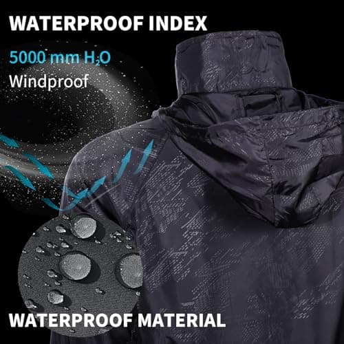 Mayoii Lightweight Waterproof Jacket for Men and Women Packable Windbreaker Raincoat, Breathable Hiking Shell Waterproof Jacket Womens Outdoor Gear (UK, Age, One Size, Regular, Standard, Black-L) — view 6