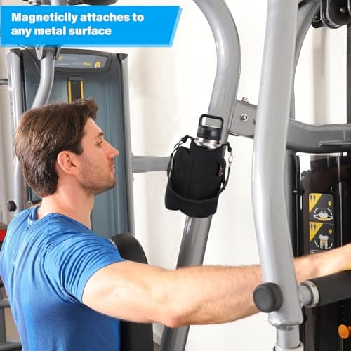 icolor Magnetic Gym Bag Water Bottle Holder Carrier with Strap & Phone Pockets, Φ3.9 Gym Magnetic Bag 5 Built-in Magnets Gym Accessories Organizer Sling Small Gym Bag Pouch for Men Women — view 5