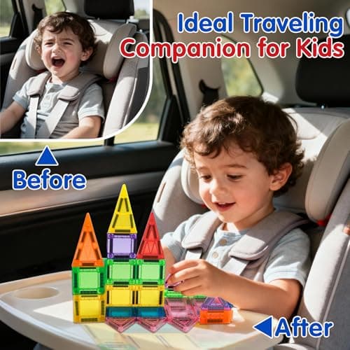 katietoy Mini Magnetic Tiles Travel Set Kids Airplane Activities Games — view 3