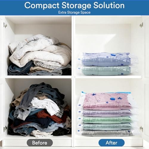 AIyvisun 6pcs Vacuum Storage Bags 60 * 80 cm with Hand Pump, L Vacuum Pack Bags for Clothes Super Space Saver, for Travel Duvet Bedding — view 3