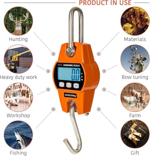 Digital Hanging Scale 660 LB 300 KG - Professional Heavy Duty Waterproof Fish Scale - Portable Durable Crane Scale for Luggage Weight Suitcase Hunting Farm Bike Bow Fish Weight Fishing Scale — view 5
