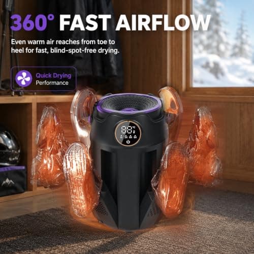 ANAUU 6 Arm Electric Boot Dryer for 3 Pairs of Shoes, Foldable Shoe Dryer with UV Technology, 3/6/9H Timer & 48°C Warm Air, Boot Warmer for Ski Boots, Football Boots, Gloves, Socks and Hats — view 3