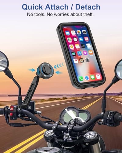 BTNEEU Motorbike Phone Holder Waterproof [Quick-release] Motorcycle Phone Mount 360° Rotation Phone Holder for Motorbike Mirror with Touch Screen Moped Phone Holder for 4.7" to 6.9" Smartphone — view 6