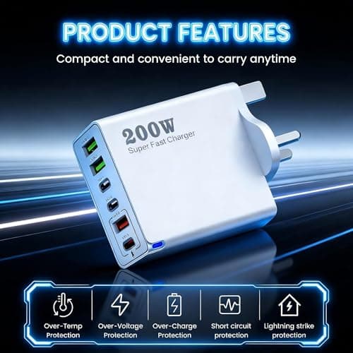 200W USB C Charging Station, 6 Port GaN Charger — view 4