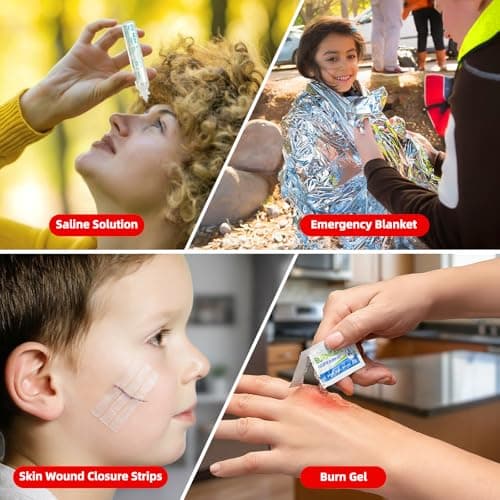 HONYAO First Aid Kit, 105 Pieces Small First Aid Kit, Includes Plasters, Emergency Foil Blanket, Burn Gel, Eyewash for Travel Car Home Workplace Kids Camping Hiking Motorbike Holiday, Red — view 6