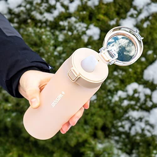Wessper Water Bottle Borosilicate Glass, Water Bottle BPA-free with Filter 680 ml + Activated Carbon Filter Straw | for Family Life, Camping, Yoga, Fitness, Outdoor – Beige — view 5