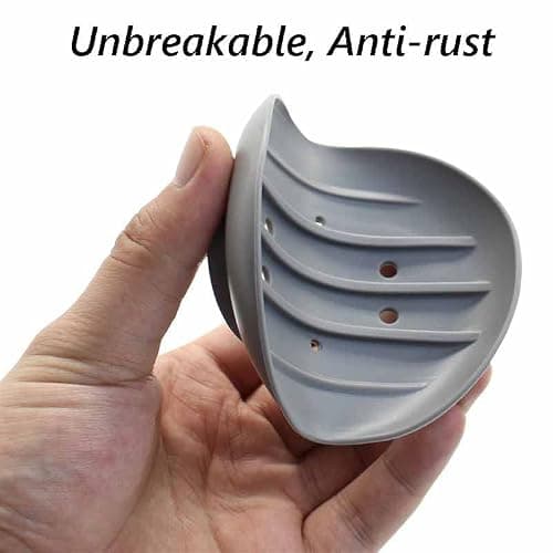 2 Pcs Silicone Soap Dish,Portable Shower Soap Box, Self Draining Soap Holder, Leak Proof Soap Saver Anti-Slip Soap Container, Perfect for Shower, Bathroom, Kitchen, Travel (Gray & White) — view 3