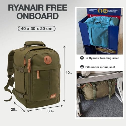 Metz for Ryanair Cabin Bags 40x30x20 Underseat Cabin Bag for EasyJet, Ryanair, Wizz Air & More – Travel Backpack for Airline Under Seat Carry-Ons, Recycled Polyester, Compression, Durable Hand Luggage — view 3