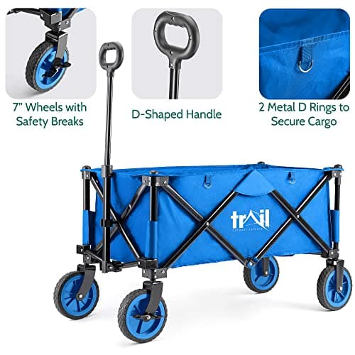 Trail Folding Camping Festival Trolley, 80kg Capacity, Blue — view 6