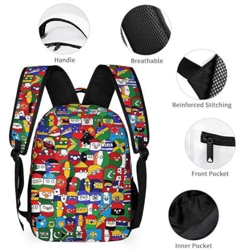 Woidxzxza Poland Ball Country Ball World Map Schoolbag Large capacity Student Backpack Outdoor Travel bag Boys Girls..., Black1, One Size, Modern — view 6