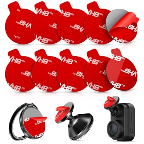 volport 10 Pack 25mm/1" Sticky Adhesive Pads for Garmin Mini Dash Cam Base & Car Magnetic Phone Holder, Round Double Sided Heat Resistant Tape Replacement Sticker for Dashboard Phone Mount