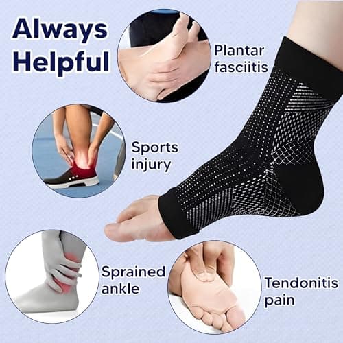 4 Pairs Ankle Support Neuropathy Compression Socks for Women & Men – Medical Plantar Fasciitis Socks, Pain Relief Soothe Relieve Compression Design with Ankle Strap and Brace for Feet Pain Relief — view 3