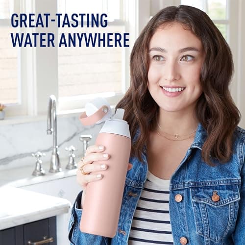 Brita Stainless Steel Water Bottle with Filter, 20 Ounce Premium Double Insulated Water Bottle, BPA Free, Rose — view 2
