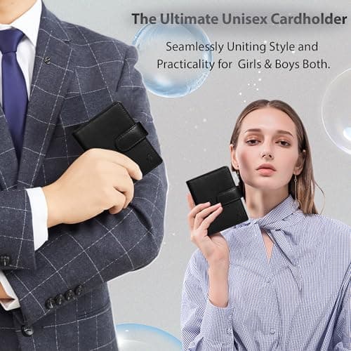 STARHIDE Minimalist Slim Cardholder for Men Women, Small RFID Blocking Credit Card Holder, 24 Card Slots Wallet, Removable Plastic Case, Double Button Closure (Black) — view 4