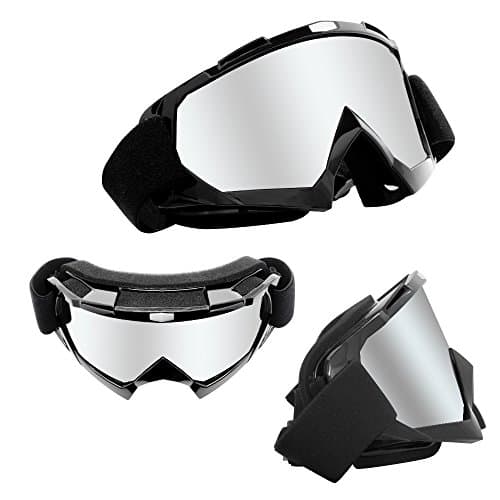 4-FQ Motorcycle Goggles Dirt Bike Goggles Anti UV Safety Goggles Anti Scratch Motocross Goggles Dustproof Motorcycle Glasses Motorbike Goggles for Cycling Riding Climbing Skiing-Sliver Lens — view 5