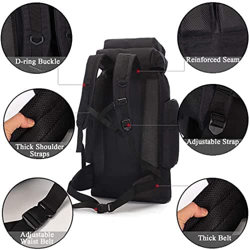 Kabxhueo Hiking Camping Backpack 60L-80L Military Tactical Backpack for Travelling Waterproof Survival Bag Large Molle Rucksack for Men for Travel Camping Hunting Fishing — view 4