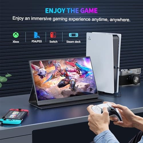 COOLHOOD Portable Monitor, 15.6 inch 1080P FHD IPS Second External Monitor with USB-C Mini HDMI Port, Second Screen Compatible with PC, Laptop, MacBook, Gaming Device — view 6