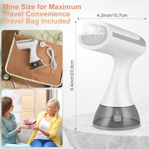HOTUT Clothes Steamer,Handheld Steamer Clothing,Ready to Use in 20s,300ml Detachable Water Tank,Powerful Handheld Fabric Steamer,Compact Garment Steamer,Large Capacity Steamer Iron for Home,Office — view 2
