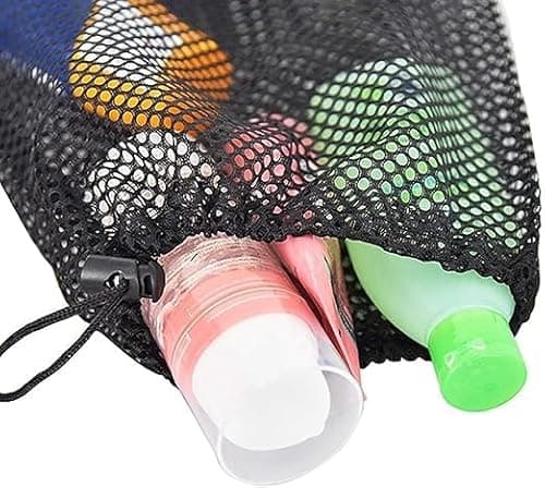 2 PCS Large Mesh Drawstring Bag, Black Nylon Net Bags, MeshStuff Sack Storage Bags, Lightweight Mesh Swimming Bag, for Swimming Beach Pool Sand Toys Equipment Travel and Sports — view 6