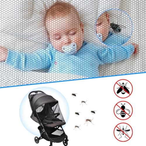Vicloon Universal Baby Mosquito Net for Cot, Portable Pram Fly Insect Bug Net, Machine Washable Mesh Insect Protection Cover for Pushchair, Pram, Buggy and Carrycot (Black) — view 4