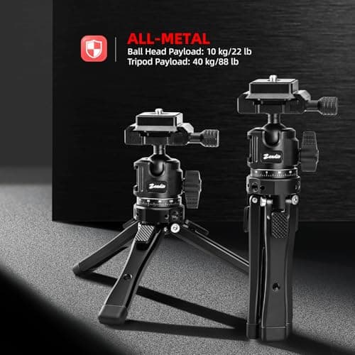 Zeadio Heavy Duty Metal Tripod Kit with Arca Ball Head - Universal Phone Vlogging Kit, Cell Phone Stand & Travel Tripod for iPhone/Android, Camera, Gimbal, Action Cam etc — view 2