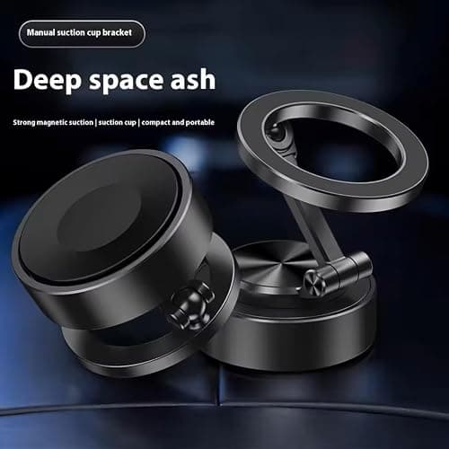 360° Rotation Magnetic Car Phone Holder with Wireless Charging, Foldable Adjustable Suction Cup Phone Mount Stand for Dashboard Desk Office, Strong Magnetic Phone Stand Compatible with iPhone Samsung — view 4